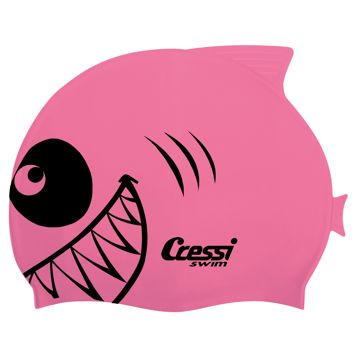Cressi Kinder Silicone Kids Cap Shark Bademütze Badekappe Schwimmkappe Hai rosa 
