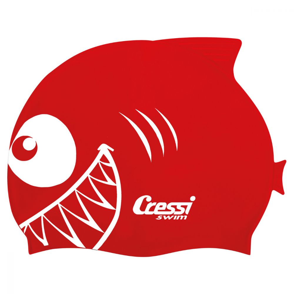 Eine Größe Cressi Unisex Haifisch Kids Badekappe in Rot Silikon 