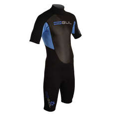Gul Response Flatlock Shorty 3/2mm Mens Wetsuit - Black/Cyanine