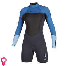 Mystic Womens Brand Shorty De Manga Larga Con Cierre Plano Y Cremallera Plana De 3/2 Mm - Azul Mentol