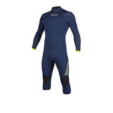 Mystic MARSHALL 4/3 Long Arm Short Leg Back Zip Wetsuit - Navy/Lime