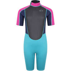 Typhoon Storm3 Girls 3/2mm Shorty Wetsuit - Aqua/Fuschia 250937
