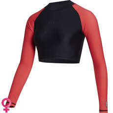 Mystic Womens Jayde Long Crop Rashvest - Nero/rosso 230158