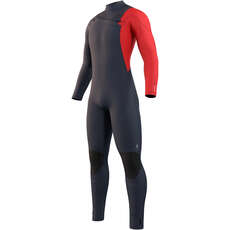 Traje De Neopreno Completo Mystic Marshall 4/3Mm Con Cremallera Frontal  - Azul Marino/rojo 230009