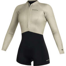 Mystic Womens Lunar 2/2mm Front-Zip Longarm Shorty Wetsuit - Dirty White 240112