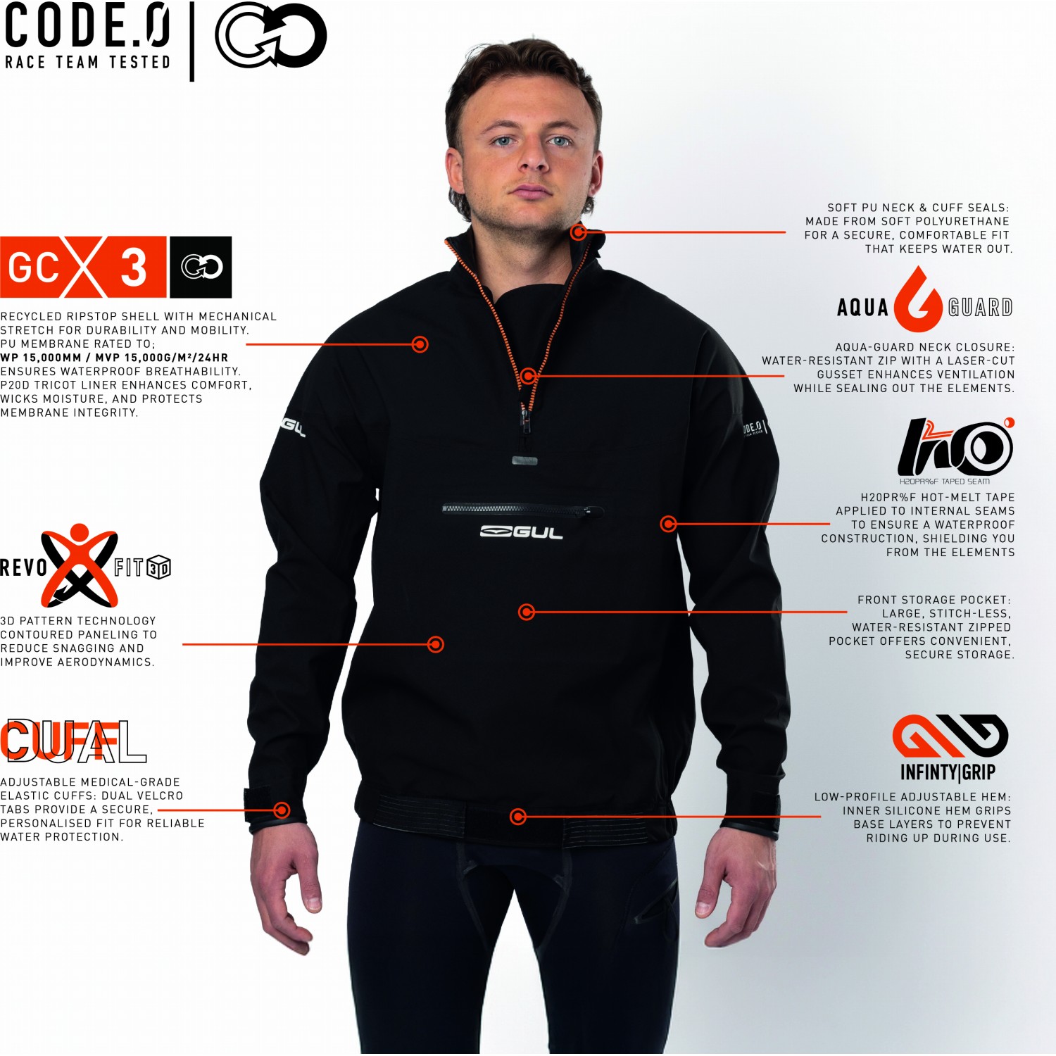 Gul Code Zero Spray Top 2026 - Schwarz/Orange St0028