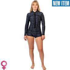 Gul Womens Luna7 Yulex 2mm Boyleg Springsuit Wetsuit  - Black/ScatterPalm