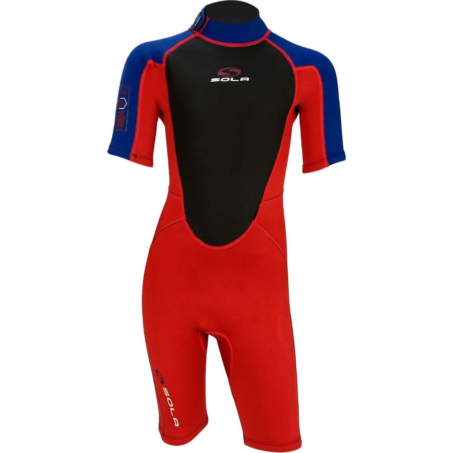 Sola Junior Storm 3/2Mm Shorty Neoprenanzug - Rot Blau A1723