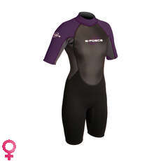 Gul Frauen G-Force Flatlock Shorty 3Mm Wetsuit - Schwarz / Violett
