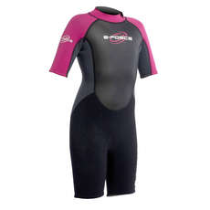 Gul Junior Mädchen G-Force 3Mm Shorty Wetsuit - Schwarz / Deep Pink