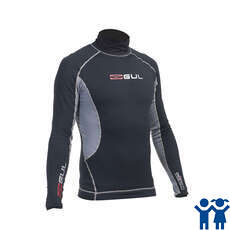 Gul Evotherm Junior Flatlock Long Sleeve Rash Guard - Schwarz / Grau