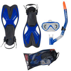 Gul Tarpon Junior Maske / Schnorchel / Fin Set - Blau / Schwarz
