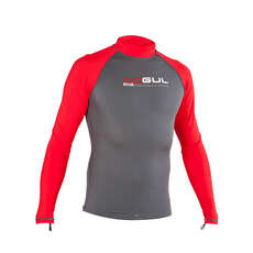 Gul Riva De Manga Larga Para Hombre Rash Chaleco / Guardia - Grafito / Rojo
