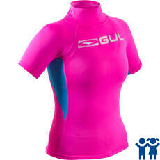 Gul Junior Girls Kurzarm Rashvest - Pink / Blau- Rg0345-B7