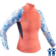 Gul Junior Girls Langarm Rash Weste / Guard - Coral / Grey - Rg0346-B7
