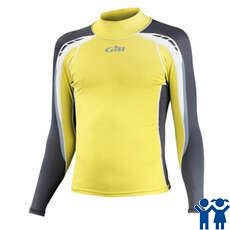 Gill Junior Sport Uv Long Sleeve Rash Vest - Bright Lime / Ash