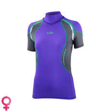 Gill Womens Sport Uv Manga Corta Rash Vest - Púrpura / Ash