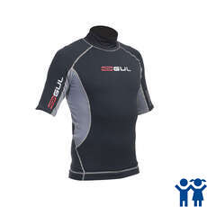 Gul Evotherm Flatlock Junior Short Sleeve Rash Guard - Schwarz / Grau