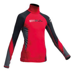 Gul Junior Flatlock Langarm Rashguard - Rot / Schwarz