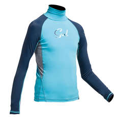 Gul Junior Flatlock Long Sleeve Rashguard - Turquoise/Navy