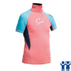 Gul Junior Flatlock Short Sleeve Rashguard - Coral / Türkis Gul Junior Flatlock Short Sleeve Rashguard - Coral / Türkis