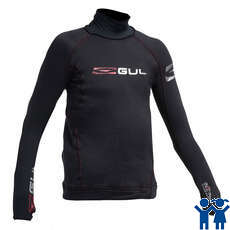 Gul Junior Flatlock Thermal Long Sleeve Rashguard - Schwarz / Schwarz