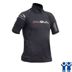 Gul Junior Flatlock Thermal Short Sleeve Rashguard - Schwarz / Schwarz Gul Junior Flatlock Thermal Short Sleeve Rashguard - Schwarz / Schwarz