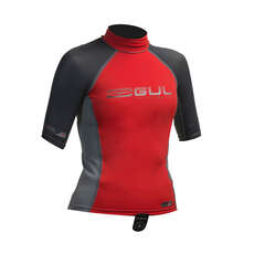 Gul Junior Short Sleeve Rashguard  - Rot / Dunkelgrau