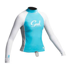 Gul Surf Junior Girls Long Sleeve Rashguard - Turquoise/Silver