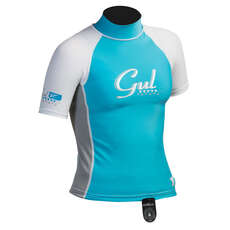 Gul Surf Junior Mädchen Short Sleeve Rashguard 2023 - Türkis / Silber