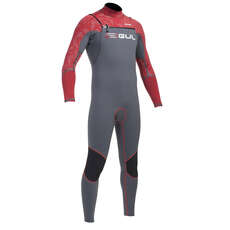 Gul Viper 5/3 Mm Blindstich Mens Steamer Wetsuit - Grau / Rot