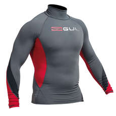 Gul Xola Flatlock Manches Longues Rashguard - Ash / Rouge