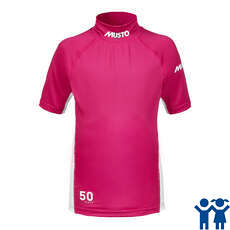 Musto Youth Championship Sunblock Short Sleeve Rash Guard - Cerise