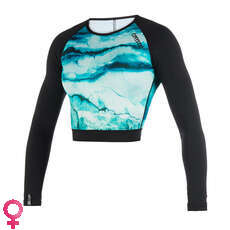 Mystic Womens Abbagliato Longarm Croptop Rash Top - Mint