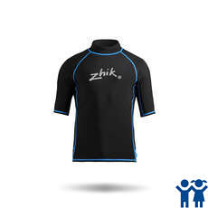 Zhik Kids Short Sleeve Spandex Rash Vest / Guard - Black/Cyan