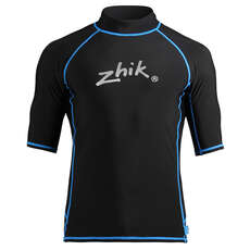 Zhik Mens Short Sleeve Spandex Rash Vest / Guard - Black/Cyan